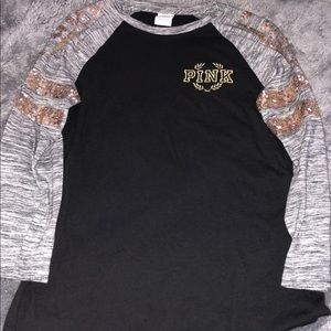 VS PINK 3/4 Sleeve Bling Tee